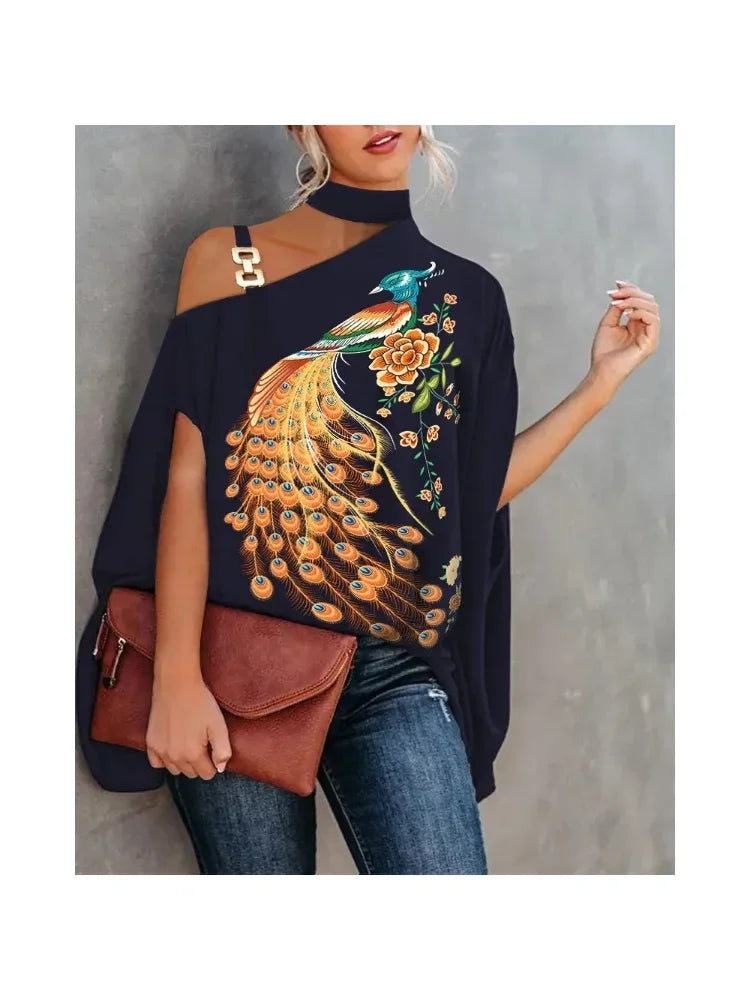 Casual Print Blouses For Women Fashion 2025 Floral Top Loose Batwing Sleeve Blouse Elegant Ladies Tops Summer Shirts y2k